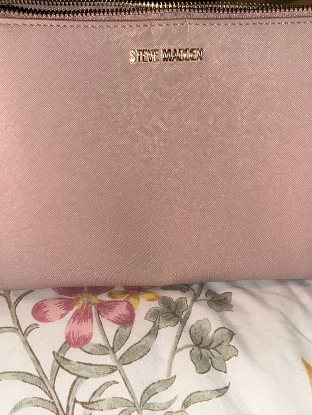 Steve Madden Light Pink Wristlet Clutch with Gold Logo